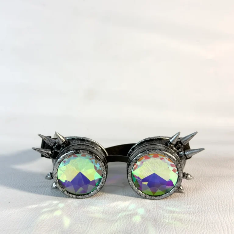Spike Kaleidoscope Goggle - Punk Silver - Rainbow - RaveStore.lk