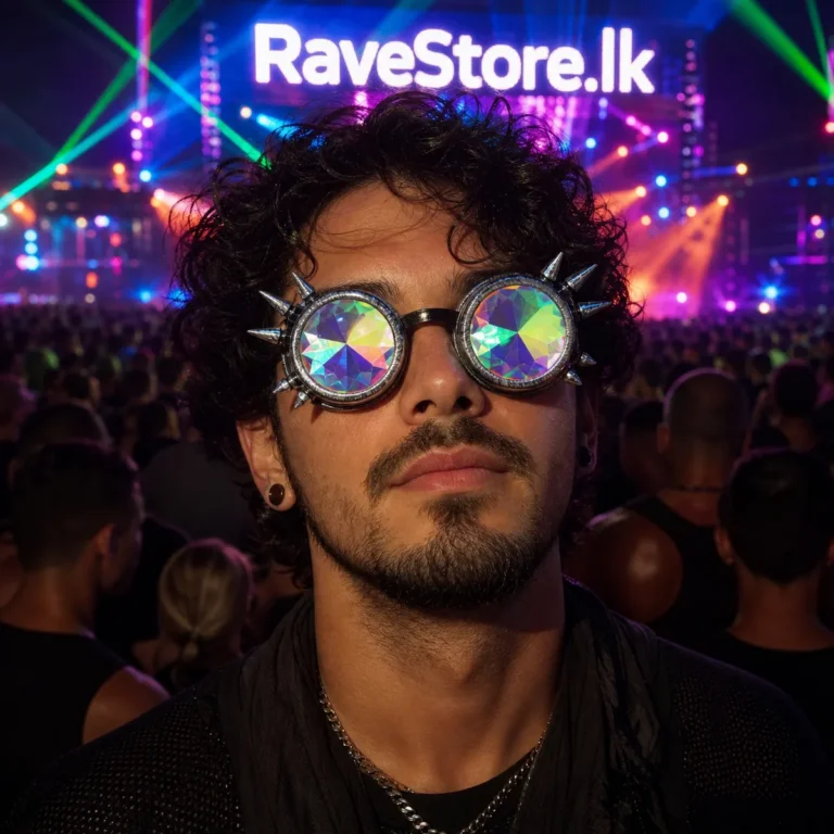 Spike Kaleidoscope Goggle - Punk Silver - Rainbow - RaveStore.lk