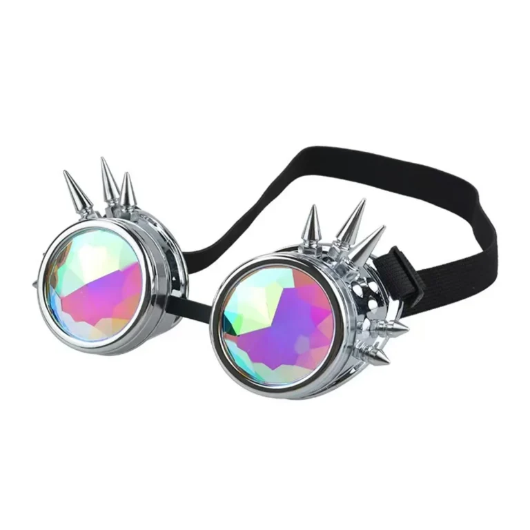 Spike Kaleidoscope Goggle - Chrome Silver -Rainbow - RaveStore.lk