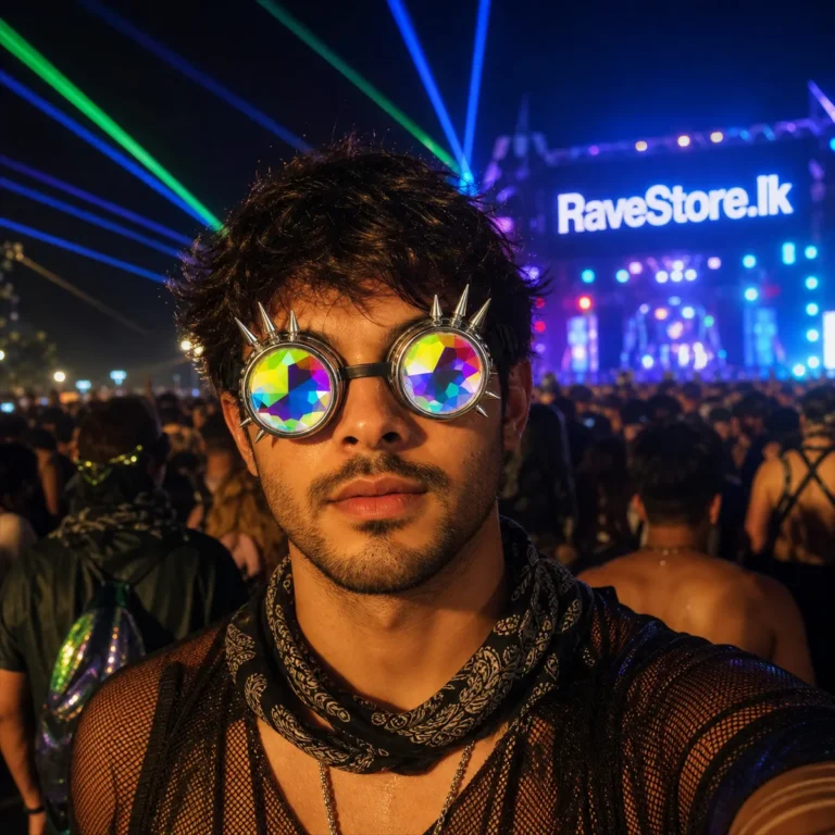 Spike Kaleidoscope Goggle - Chrome Silver -Rainbow - RaveStore.lk