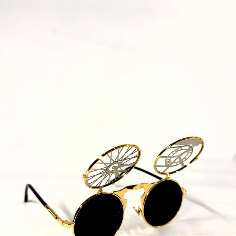 Steampunk cycle wheels - Black - Flip Up sunglasses - RaveStore.lk