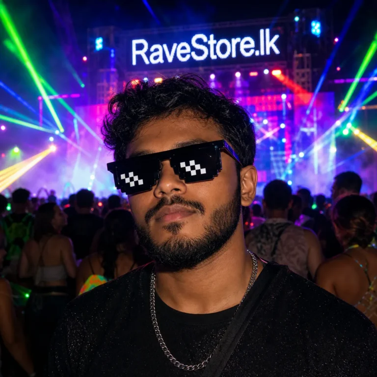 Sqaure Pixel Party Sunglasses - Black - RaveStore.lk