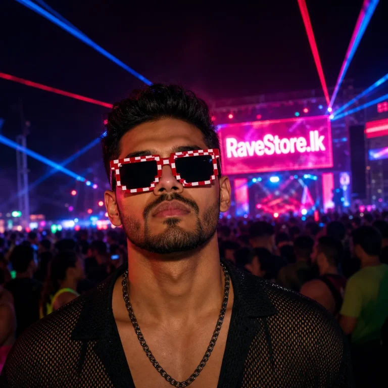 Sqaure Pixel Party Sunglasses - Red - RaveStore.lk