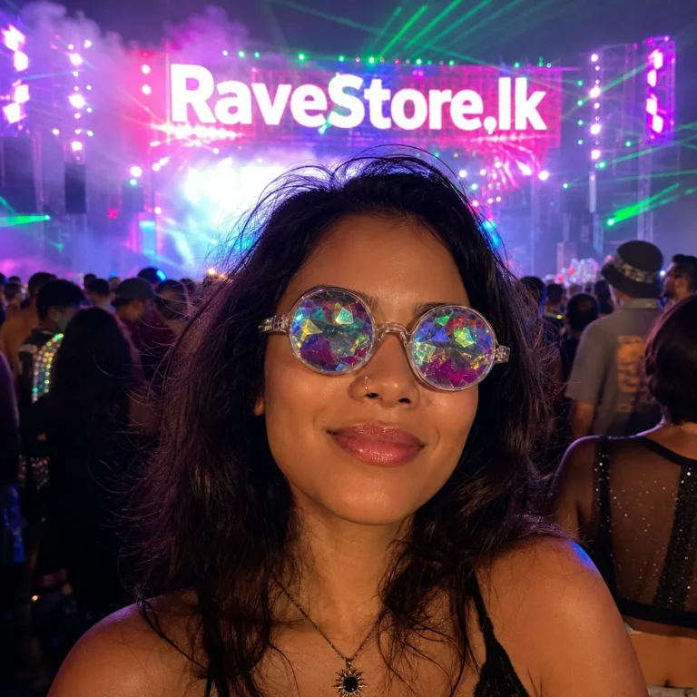 Round Kaleidoscope Glasses - White -Rainbow - RaveStore.lk