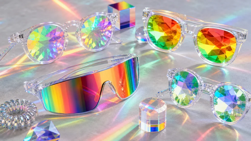 Diffraction and festival glasses for LED rave stages