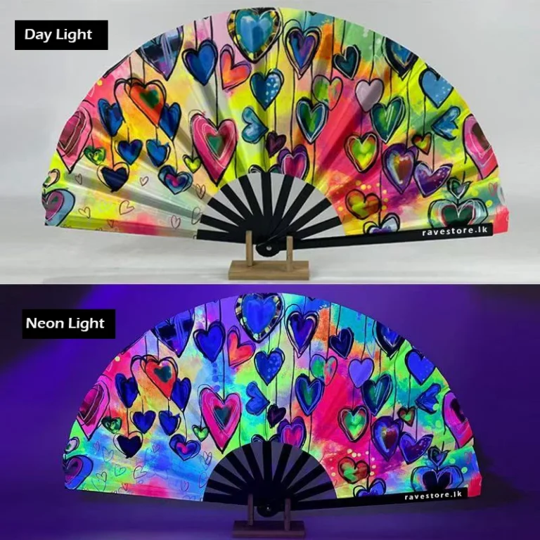 Heartwave Fantasy Large Bamboo Glow Rave Fan - RaveStore.lk