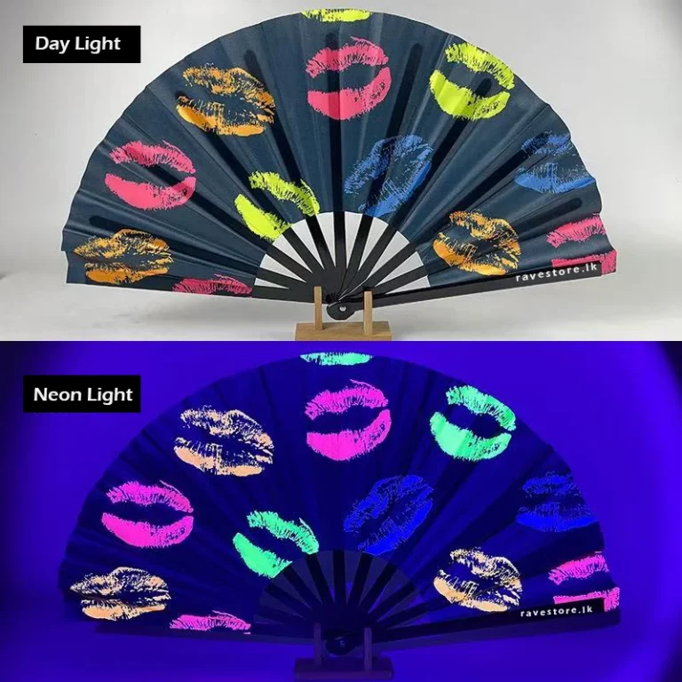 Kiss Frequency Large Bamboo Glow Rave Fan - RaveStore.lk