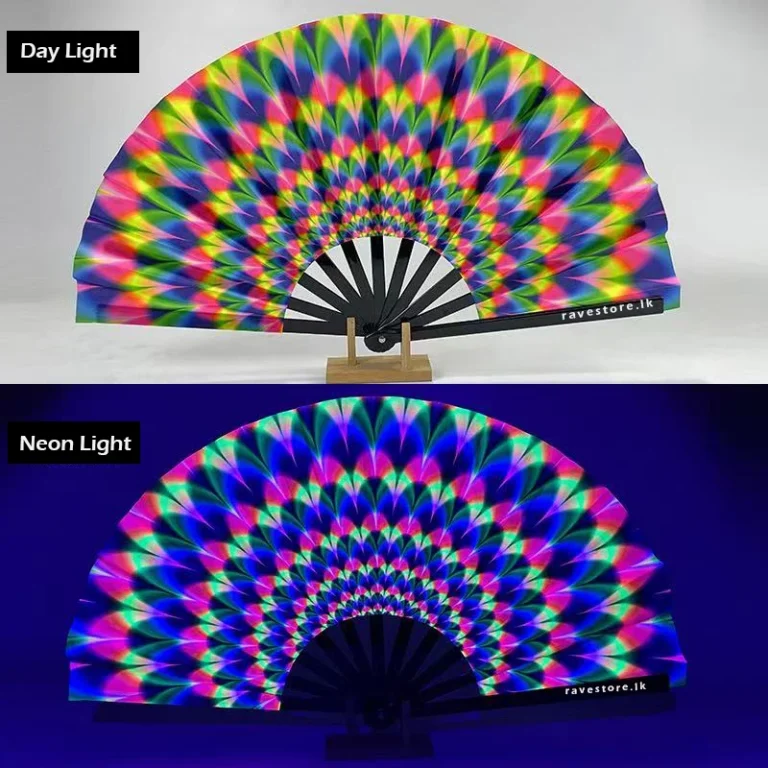 Psy Blossom Large Bamboo Glow Rave Fan - RaveStore.lk