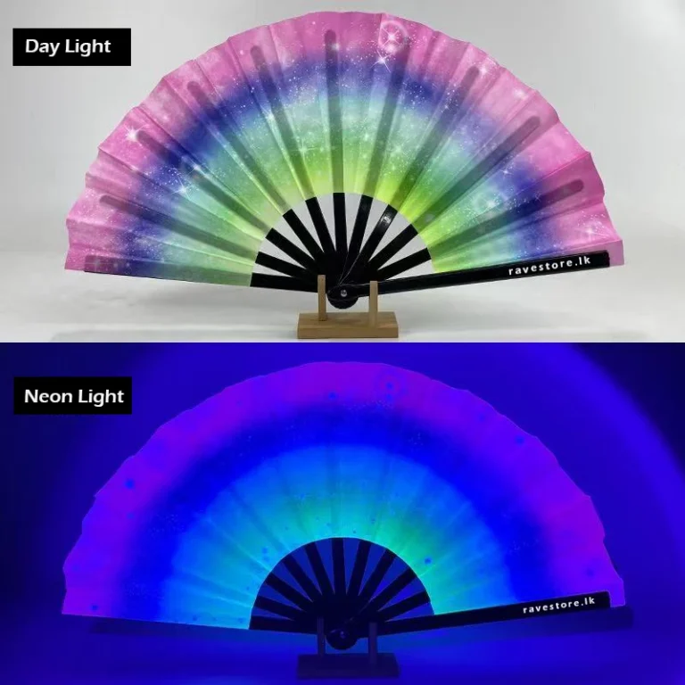 Cosmic Escape Large Bamboo Glow Rave Fan - RaveStore.lk