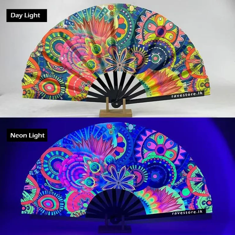Secret Garden Frequency Large Bamboo Glow Rave Fan - RaveStore.lk