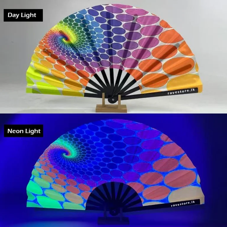 Mushroom Flight Large Bamboo Glow Rave Fan - RaveStore.lk