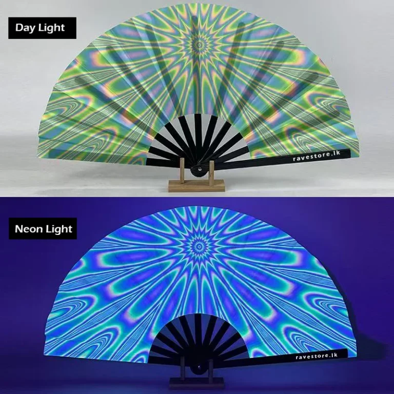 Cosmic Energy Large Bamboo Glow Rave Fan - RaveStore.lk