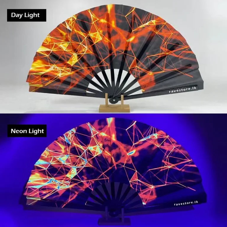 Burning Spectrum Large Bamboo Glow Rave Fan - RaveStore.lk
