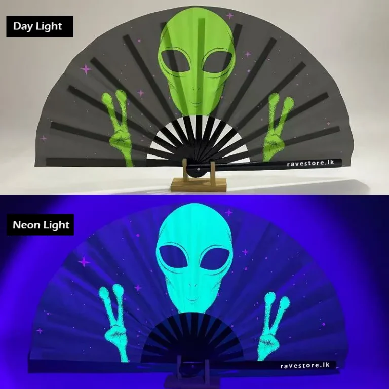 Lost in Space Large Bamboo Glow Rave Fan - RaveStore.lk