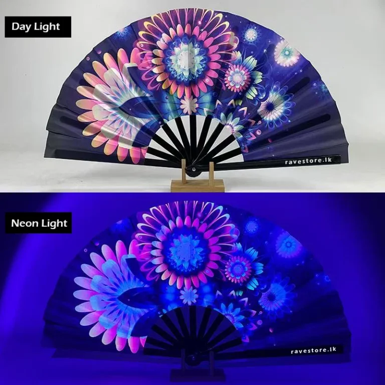 Vibrant Eden Large Bamboo Glow Rave Fan - RaveStore.lk