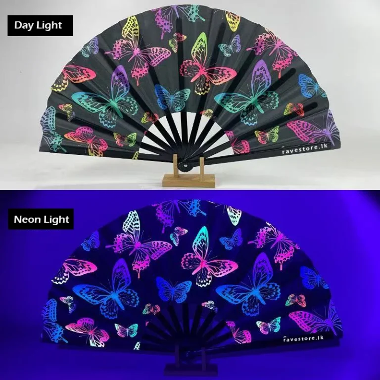 Butterfly Effect Large Bamboo Glow Rave Fan - RaveStore.lk