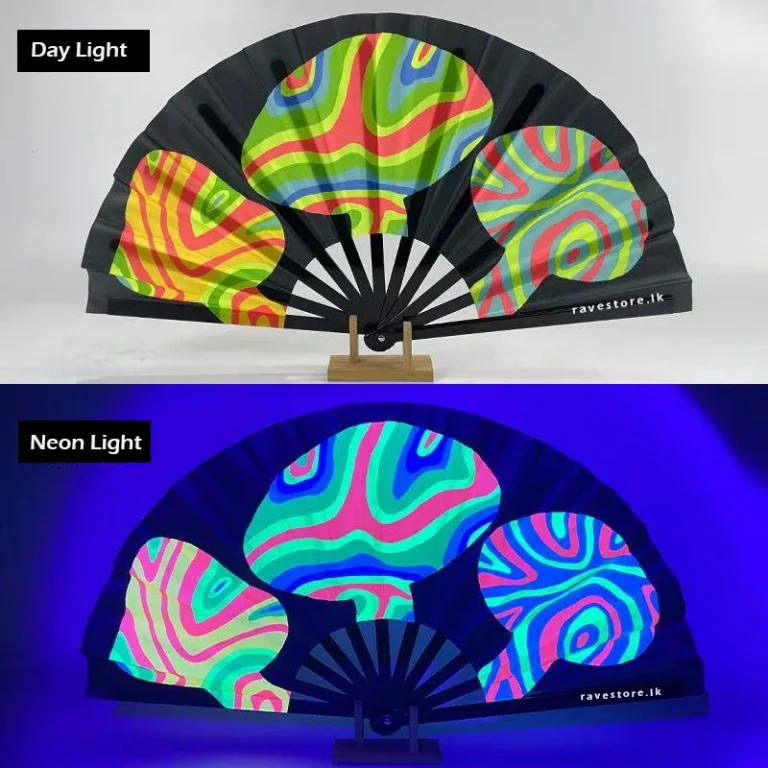 Snake Mushrooms Large Bamboo Glow Rave Fan - RaveStore.lk