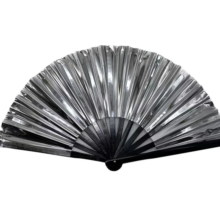 Chrome Silver Reflective Bamboo Large Rave Fan - RaveStore.lk