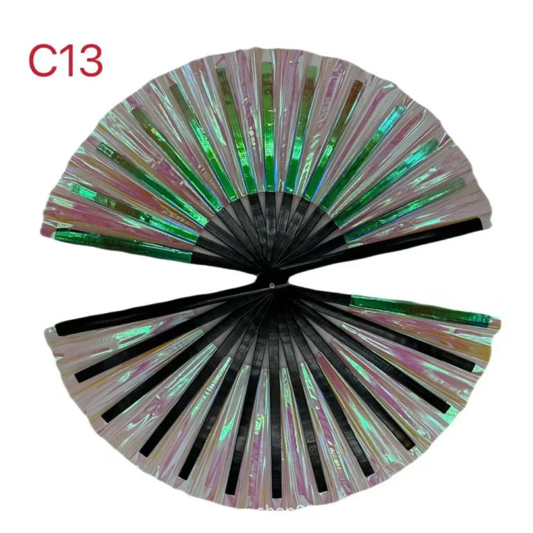Trippy Reflective Bamboo Large Rave Fan - RaveStore.lk