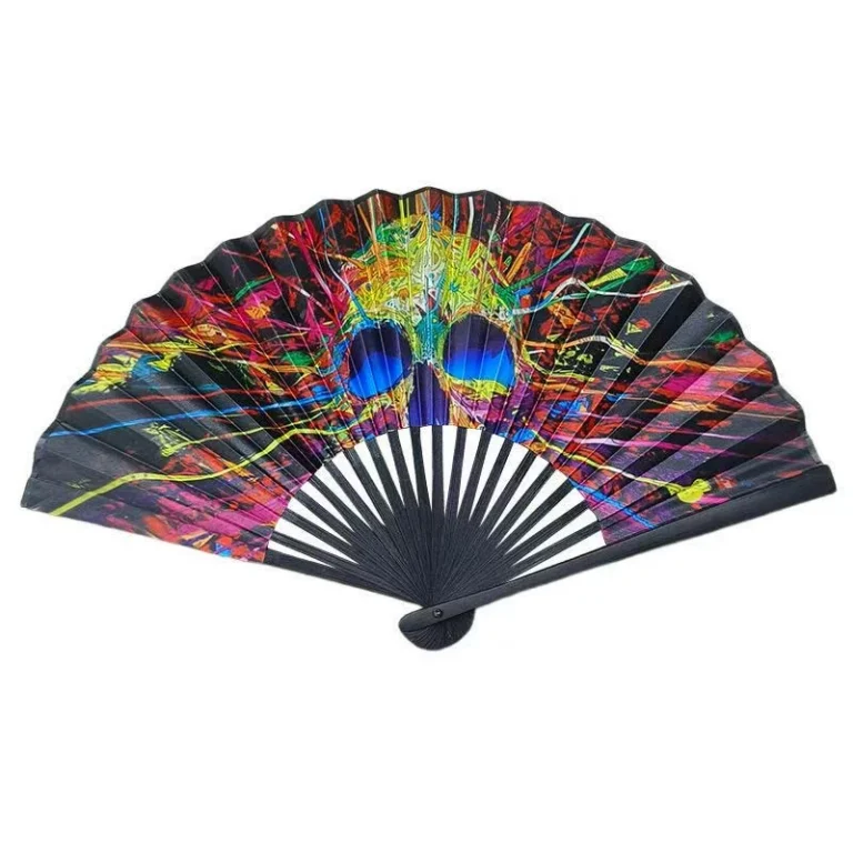 Prismatic Gothic Small Bamboo Glow Rave Fan - RaveStore.lk