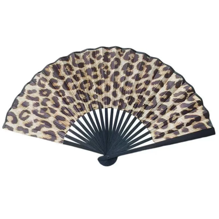 Leopard Print Small Bamboo Glow Rave Fan - RaveStore.lk