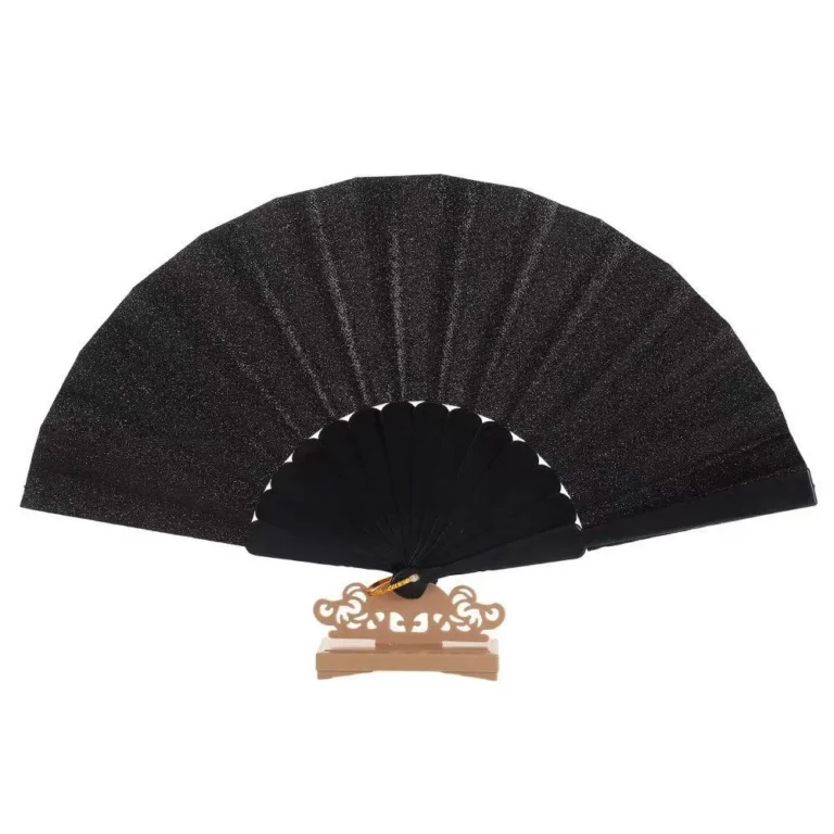 Black Glitter Small Hand Fan - RaveStore.lk