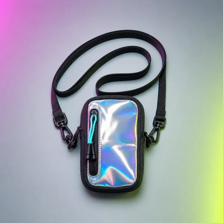 Holographic festival phone lanyard pouch